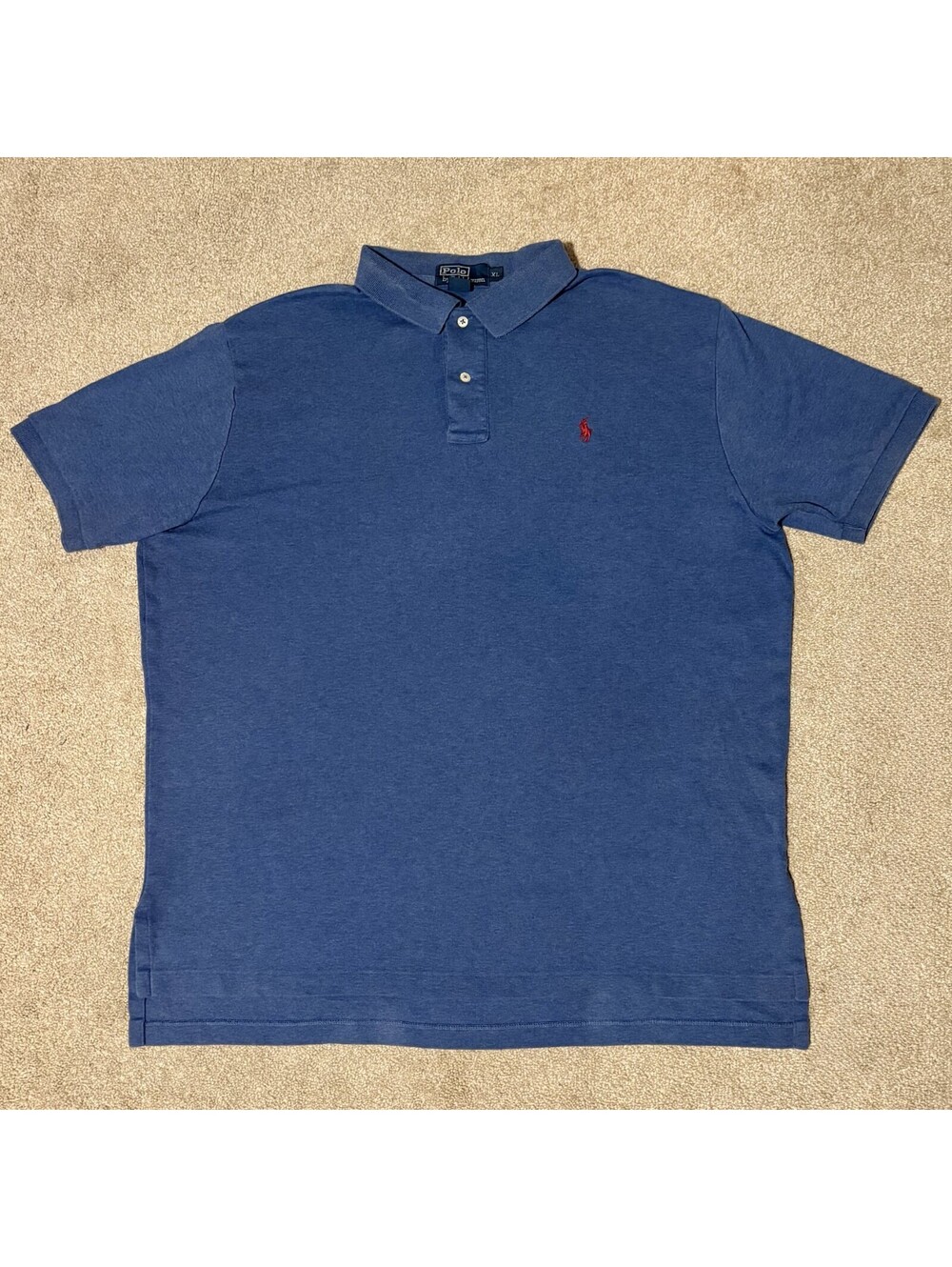 Polo Ralph Lauren Polo Shirt Men Size XL Blue w/ Pink Pony Short Sleeve